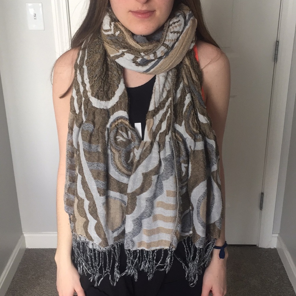 Multi Color Neutral Scarf - Reversible